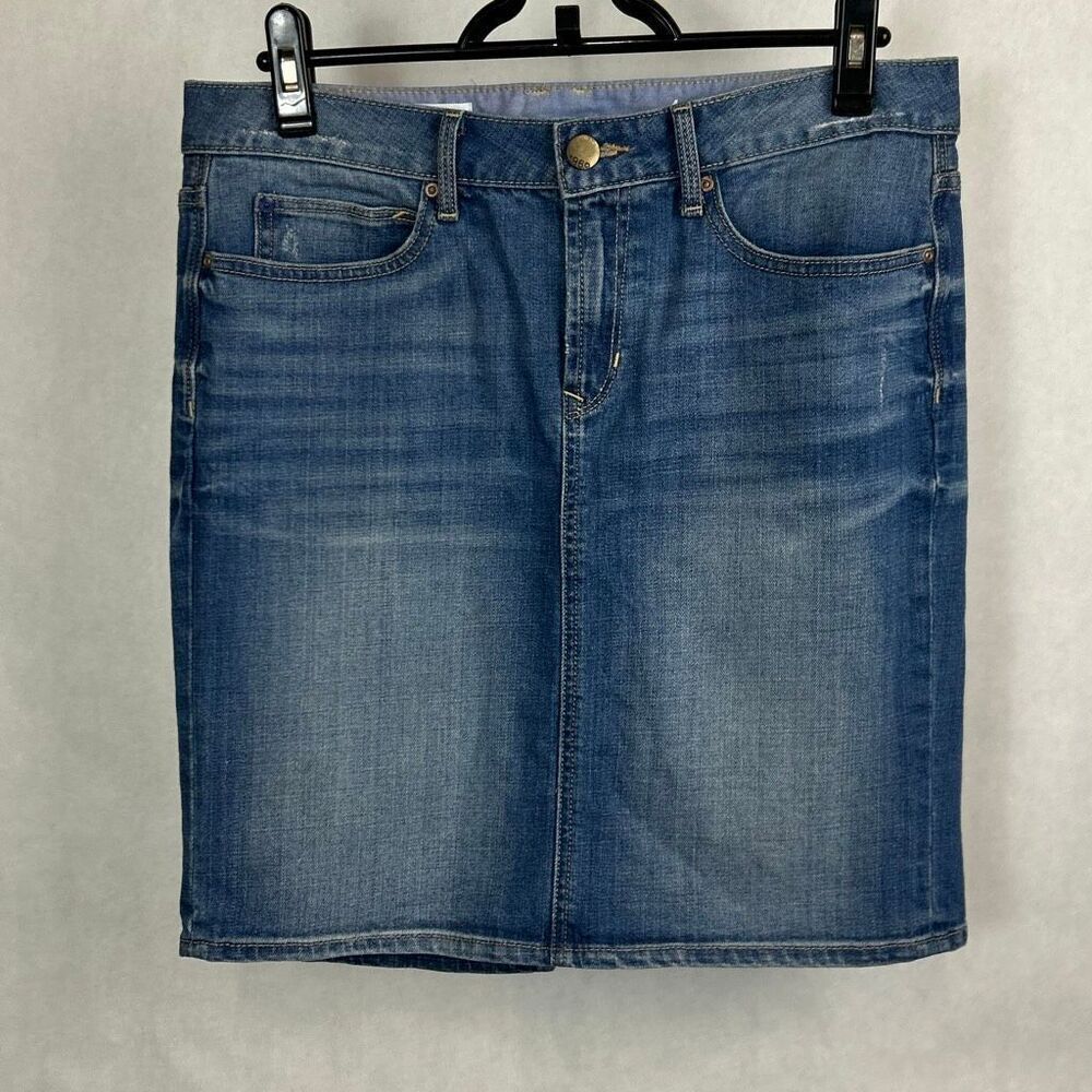 Gap Denim Pencil Skirt Sz 10 Knee Length Mini Back Slit